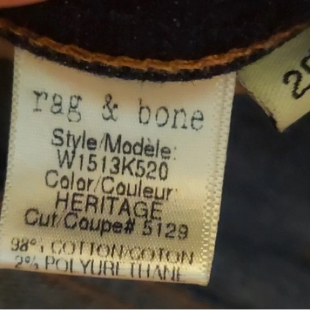 RAG & BONE Heritage High Rise Skinny Denim Jeans Size 25 - Picture 9 of 10